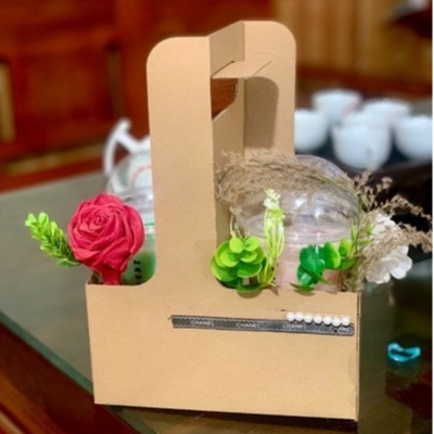 Hộp 2 Ngăn Bằng Giấy Carton Có Quai Xách, Đựng Cà Phê, Hoa Trà Tặng Quà | BigBuy360 - bigbuy360.vn