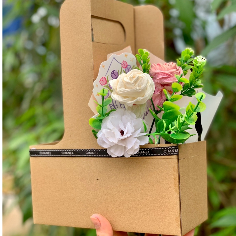 Hộp 2 Ngăn Bằng Giấy Carton Có Quai Xách, Đựng Cà Phê, Hoa Trà Tặng Quà | BigBuy360 - bigbuy360.vn
