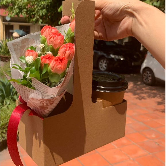 Hộp 2 Ngăn Bằng Giấy Carton Có Quai Xách, Đựng Cà Phê, Hoa Trà Tặng Quà | BigBuy360 - bigbuy360.vn