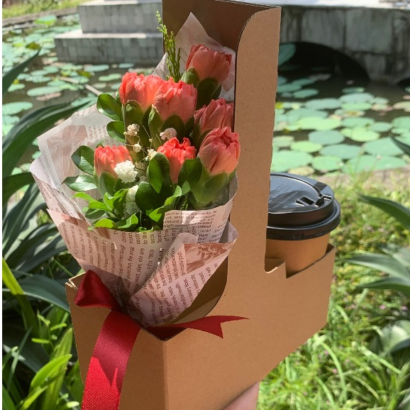 Hộp 2 Ngăn Bằng Giấy Carton Có Quai Xách, Đựng Cà Phê, Hoa Trà Tặng Quà | BigBuy360 - bigbuy360.vn