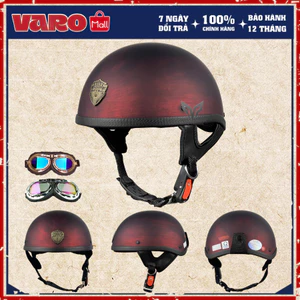Mũ bảo hiểm nửa đầu - 1/2 VARO - Đỏ đô xước nhám