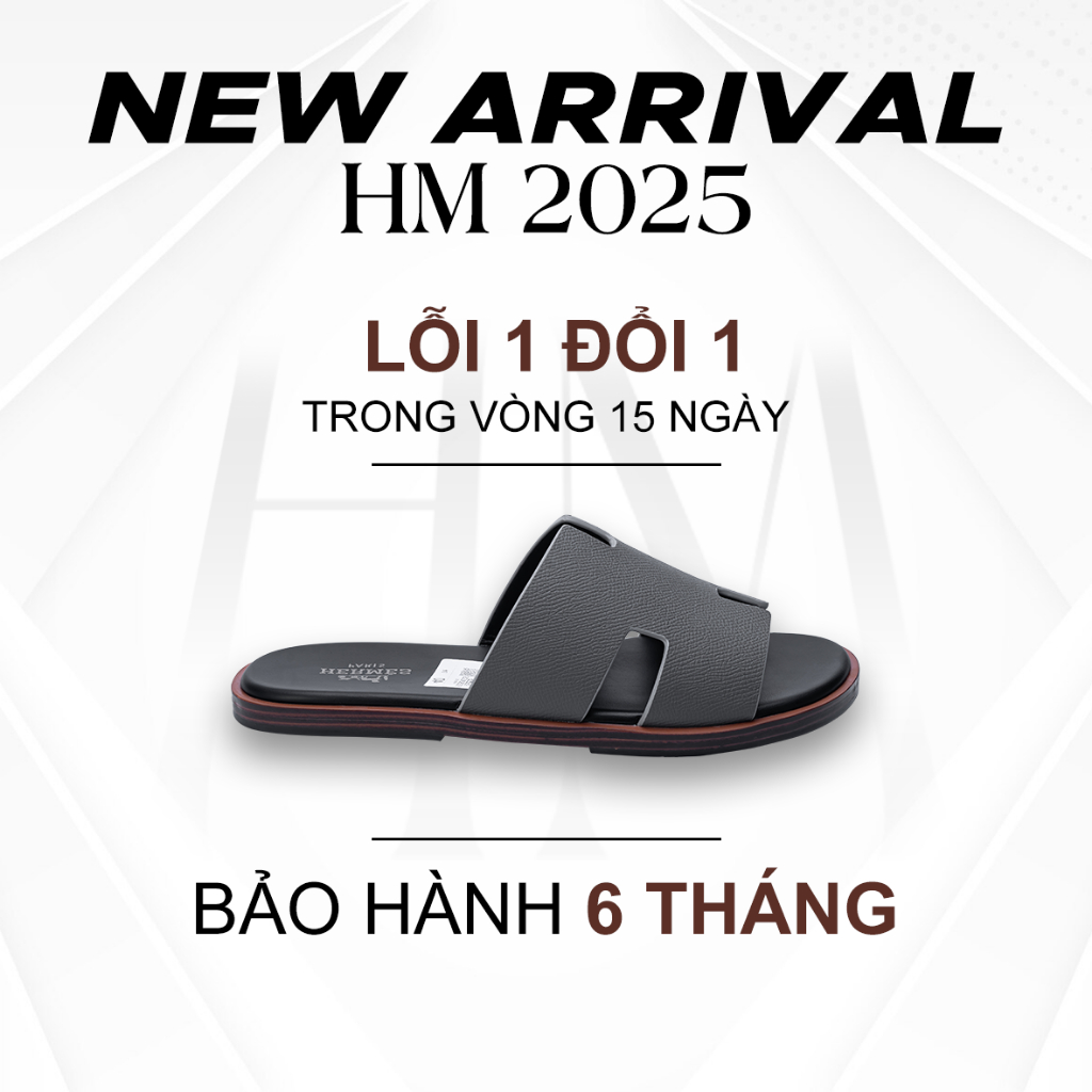 Dép H.M Nam BST 2025 - MS10, Quay Chữ H, Màu Xám Basic, Đế Cao Su Non ...