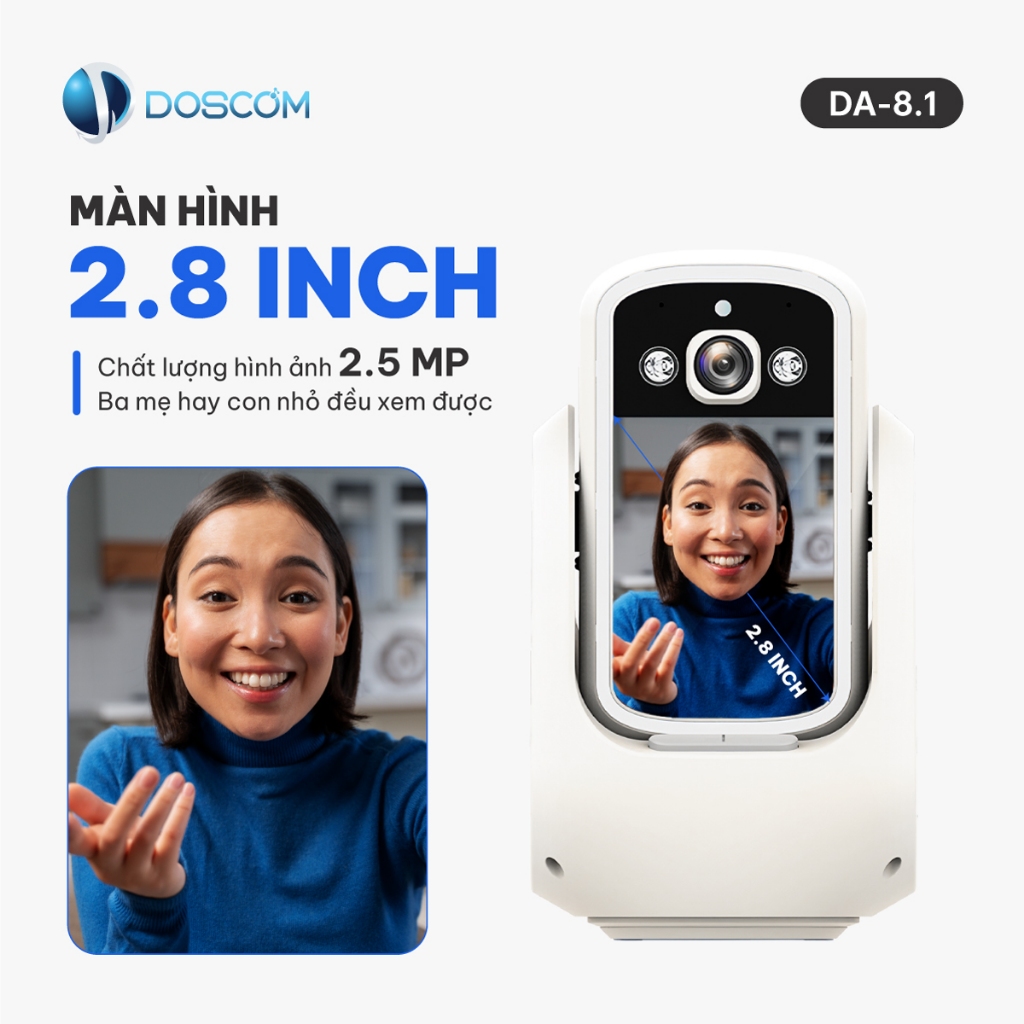Camera Gọi Video 2 Chiều DA8.1 Có Màn Hình – Camera Wifi Gia Đình Cho Người Già, Gọi Video 1 Chạm