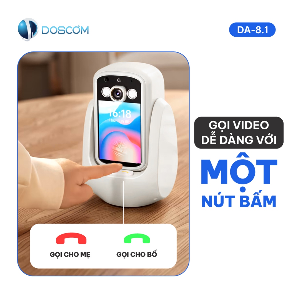 Camera Gọi Video 2 Chiều DA8.1 Có Màn Hình – Camera Wifi Gia Đình Cho Người Già, Gọi Video 1 Chạm