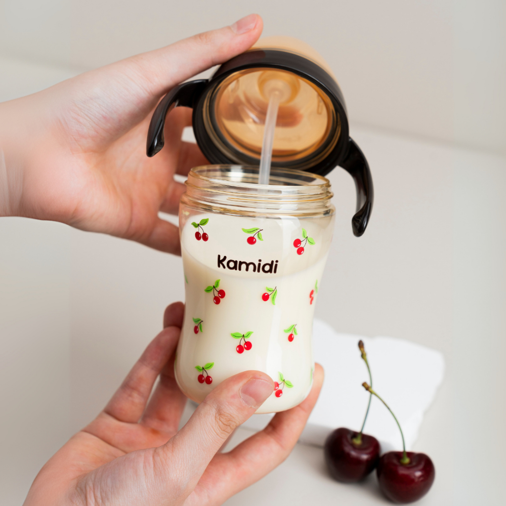 Bình Sữa Cho Bé Kamidi Gen 1 Chất Liệu PPSU Họa Tiết Cherry Dung Tích 210ml/300ml