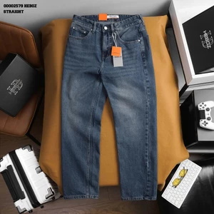 [FORM RỘNG] Quần jean suông Heboz D002 màu xanh đậm, quần bò nam form straight denim wash - 00002579