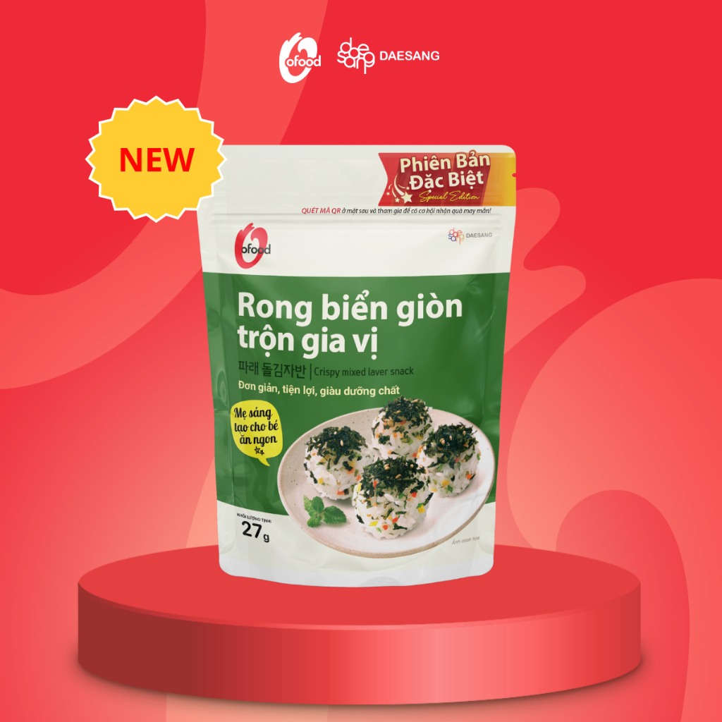 Ảnh Rong biển giòn trộn gia vị, khô gà, hải sản, hạt óc chó hạnh nhân O'Food 27g, đồ ăn vặt, trộn cơm 3