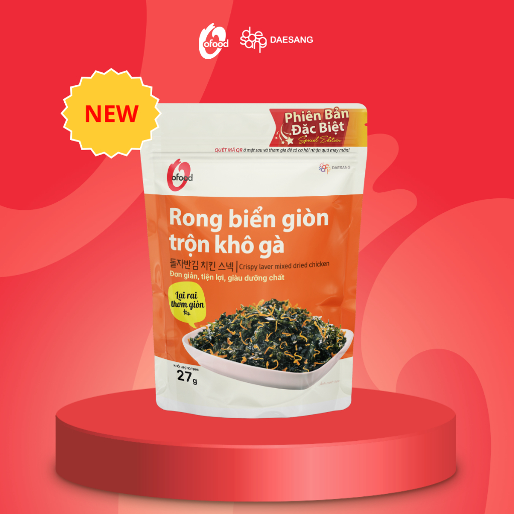Ảnh Rong biển giòn trộn gia vị, khô gà, hải sản, hạt óc chó hạnh nhân O'Food 27g, đồ ăn vặt, trộn cơm 1