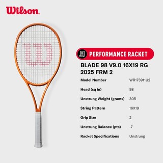 Wilson Blade 98 V9.0 16X19 RG 2025 FRM Vợt Tennis WR173911U