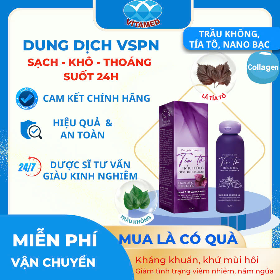 Dung Dịch Vệ Sinh Tía Tô, Trầu Không, Nano Bạc Chai Cao 150ML [ Tím Tròn ] Mã 1
