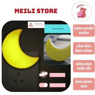 ( TẶNG SET 10 KHẨU TRANG) Đèn Ngủ Cắm Điện Mini Trăng Vàng, Cảm Ứng Ánh Sáng Tự Động Ánh Sáng Dịu MEILI STORE