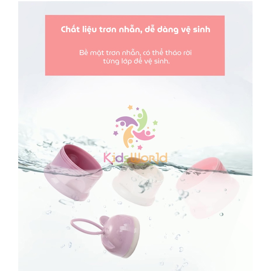 Ảnh Hộp chia sữa bột KidAndMom hình gấu cho bé 3 tầng và 4 Tầng có quai đeo tiện dụng nhỏ gọn 4