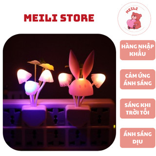 ( TẶNG SET 10 KHẨU TRANG) Đèn Ngủ Cắm Điện Mini Nấm Sen, Cảm Ứng Ánh Sáng Tự Động Ánh Sáng Dịu MEILI STORE
