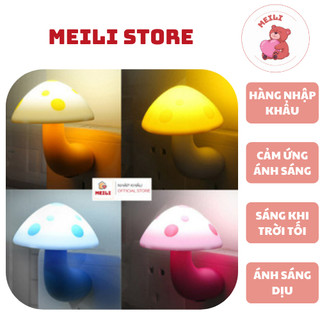 ( TẶNG SET 10 KHẨU TRANG) Đèn Ngủ Cắm Điện Mini Hình Nấm, Cảm Ứng Sáng Tự Động, Tiết Kiệm Điện Năng, Ánh Sáng Dịu