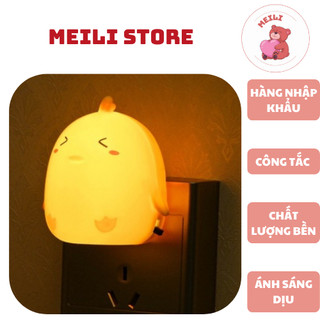 ( TẶNG SET 10 KHẨU TRANG) Đèn Ngủ Cắm Điện Mini Gà Chip, Công Tắc Đóng Mở, Tiết Kiệm Điện Năng, Ánh Sáng Vàng Dịu