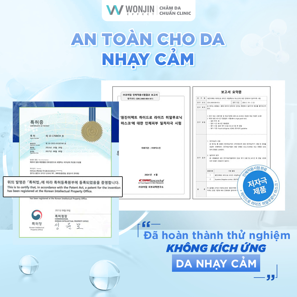 Ảnh Hộp 30 Mặt Nạ Giúp Cấp Nước Mỗi Ngày WonJin Effect Hydro Rise Hyaluronic Mask 350g [B1] 3