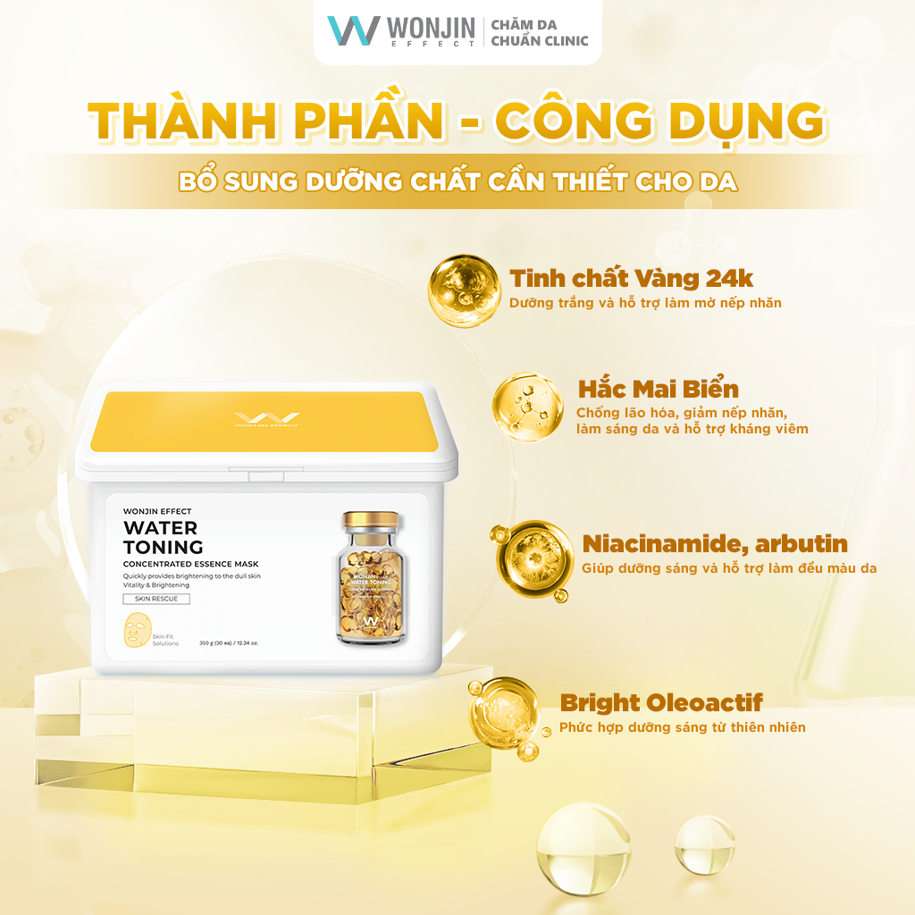 Ảnh Hộp 30 Mặt Nạ Giúp Dưỡng Trắng WonJin Effect Water Toning 350g (hộp 30 Mask) [B1] 1