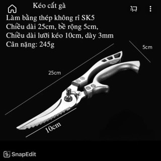 Kéo Nhà Bếp - Kéo Chuyên Dụng Cắt Gà, Vịt, Xương - Chất Liệu Thép Cao Cấp Không Gỉ - Rất Tiện Lợi Khi Sử Dụng