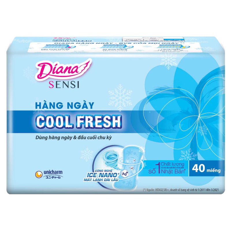 Băng vệ sinh Diana hằng ngày Diana kháng khuẩn/ DianaCool Fresh 40 miếng
