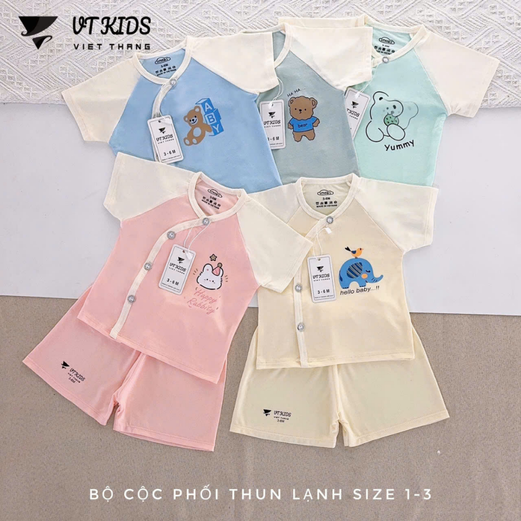 Set 2/3 Bộ Quần áo sơ sinh cộc tay VT thun lạnh hàn quốc cho bé sơ sinh trai gái 0-9 tháng [CL03] Đậu Đậu Store