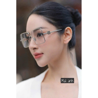 gọng kính thời trang đa giác mắt trong to gọng hợp kim k gỉ mảnh