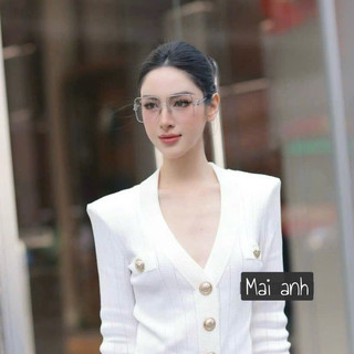 gọng kính thời trang đa giác mắt trong to gọng hợp kim k gỉ mảnh