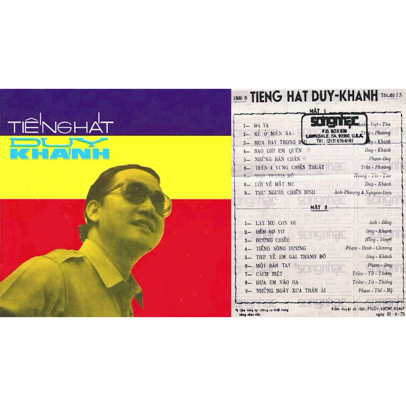 Băng Cassette Tiếng Hát Duy Khánh (Thu Âm Trước 75)