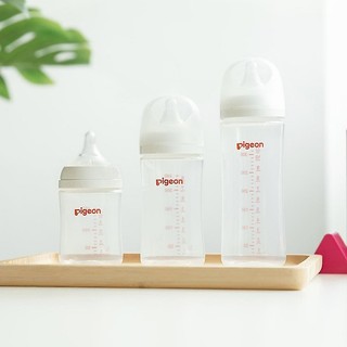 Bình sữa Thuỷ Tinh / PP Plus/ PPSU Plus Pigeon Softouch thế hệ III cổ rộng 160ml/240ml