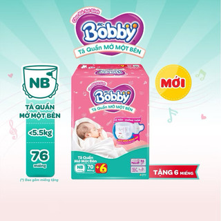 [Hỏa tốc - Ủy quyền từ hãng] Tã Quần Mở Một Bên Bobby Siêu Thấm, Khô Thoáng Cho Bé Sơ Sinh Size NB70+6 /S80 Miếng