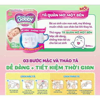 [Hỏa tốc - Ủy quyền từ hãng] Tã Quần Mở Một Bên Bobby Siêu Thấm, Khô Thoáng Cho Bé Sơ Sinh Size NB70+6 /S80 Miếng