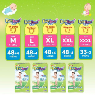 [Hỏa tốc - MÃ LIVE/VIDEO 300K] Bỉm Tã Quần BabyLove Cho Bé 6-35kg Mềm Mại Thoáng Khí, Thấm Hút Vượt Trội (Size M-5XL)