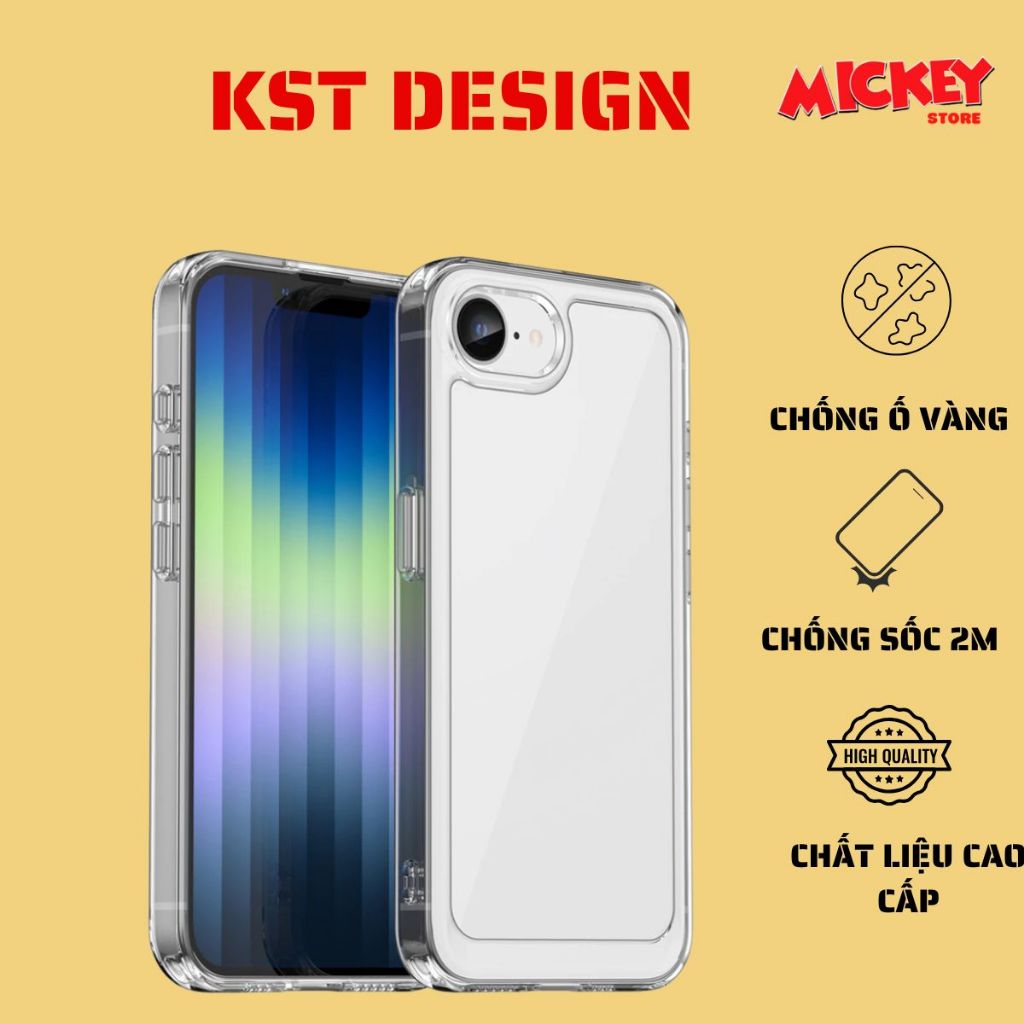 Ốp lưng IPhone 16e trong suốt chính hãng KST DESIGN chống ố vàng - bảo vệ toàn diện - chống sốc
