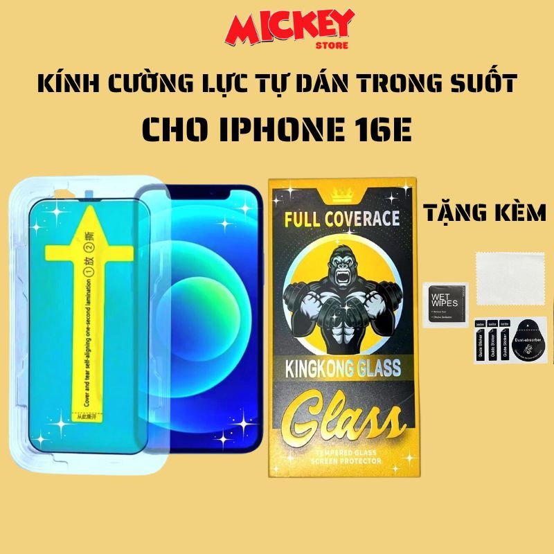 Kính cường lực IPhone 16E/SE4 có khung tự dán KK trong suốt và chống nhìn trộm hạn chế vân tay