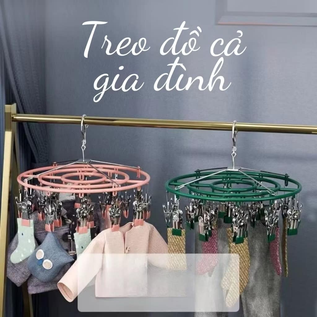 MÓC CHÙM PHƠI ĐỒ CÓ KẸP HÌNH TRÒN TIỆN LỢI - 24 KẸP