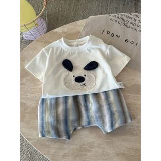 Bộ Quần Áo Cộc Tay Vải Cotton Cao Cấp In Hoạt Hình Dễ Thương Set Hè Cho Bé