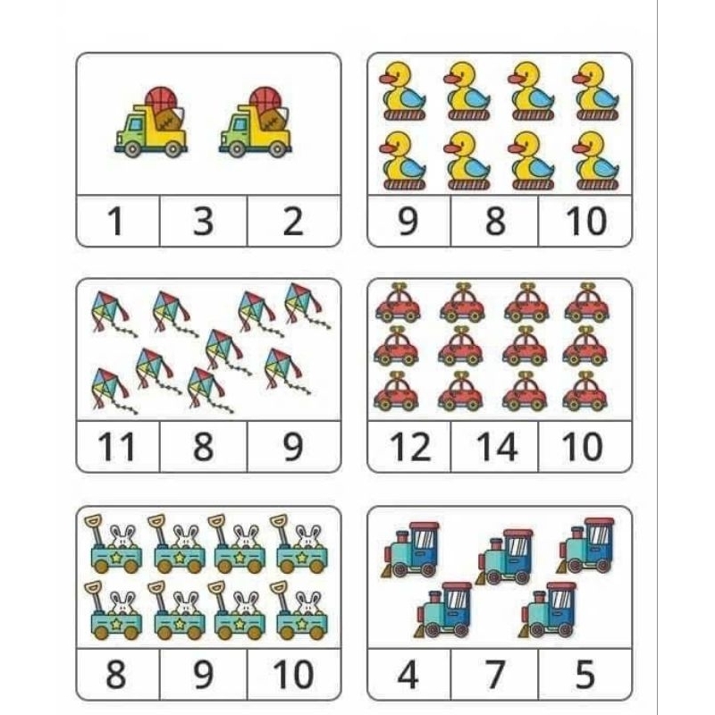 Bộ 20 tờ học liệu Montessori giúp làm quen.với toán, tập đếm, rèn luyện tư duy, nhận biết số đếm