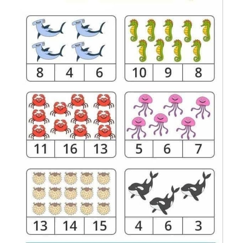 Bộ 20 tờ học liệu Montessori giúp làm quen.với toán, tập đếm, rèn luyện tư duy, nhận biết số đếm