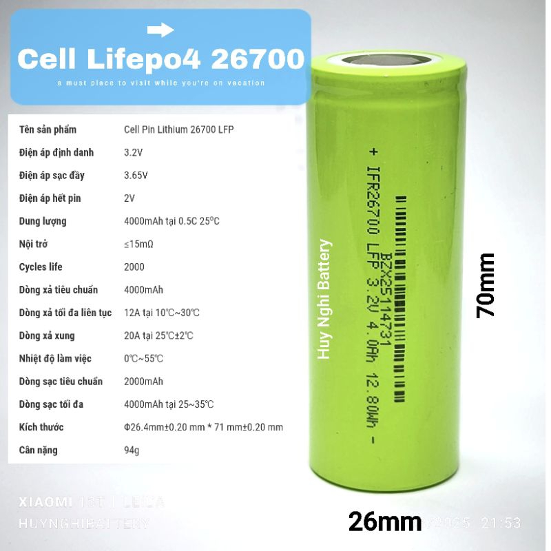 Cell 26700 3.2V Dung lượng 4000mah Xả 20a | Shopee Việt Nam