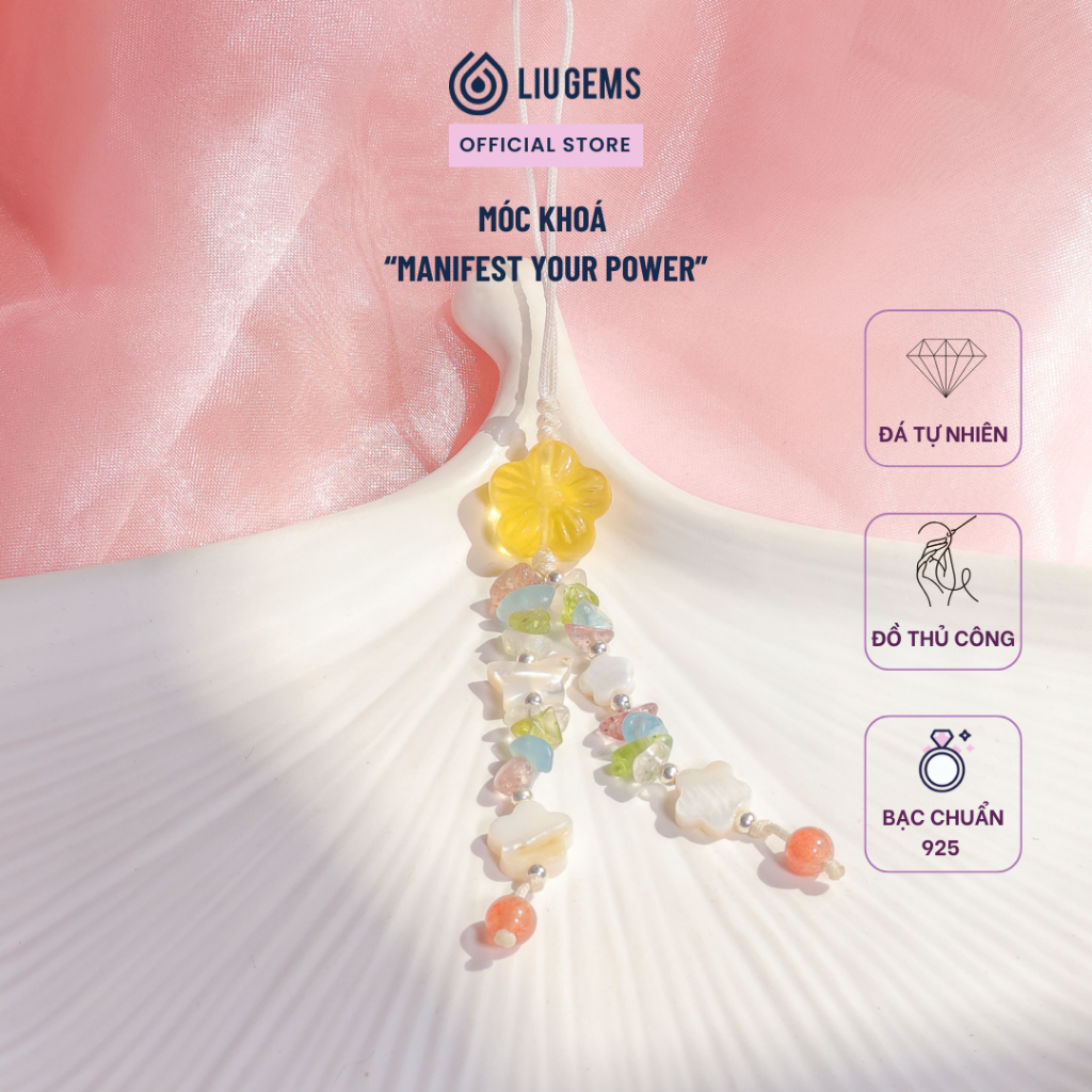 Móc Khóa Handmade Liugems Manifest Your Power Kết Hợp Đá Tự Nhiên Dễ Thương Năng Lượng Tích Cực PK45