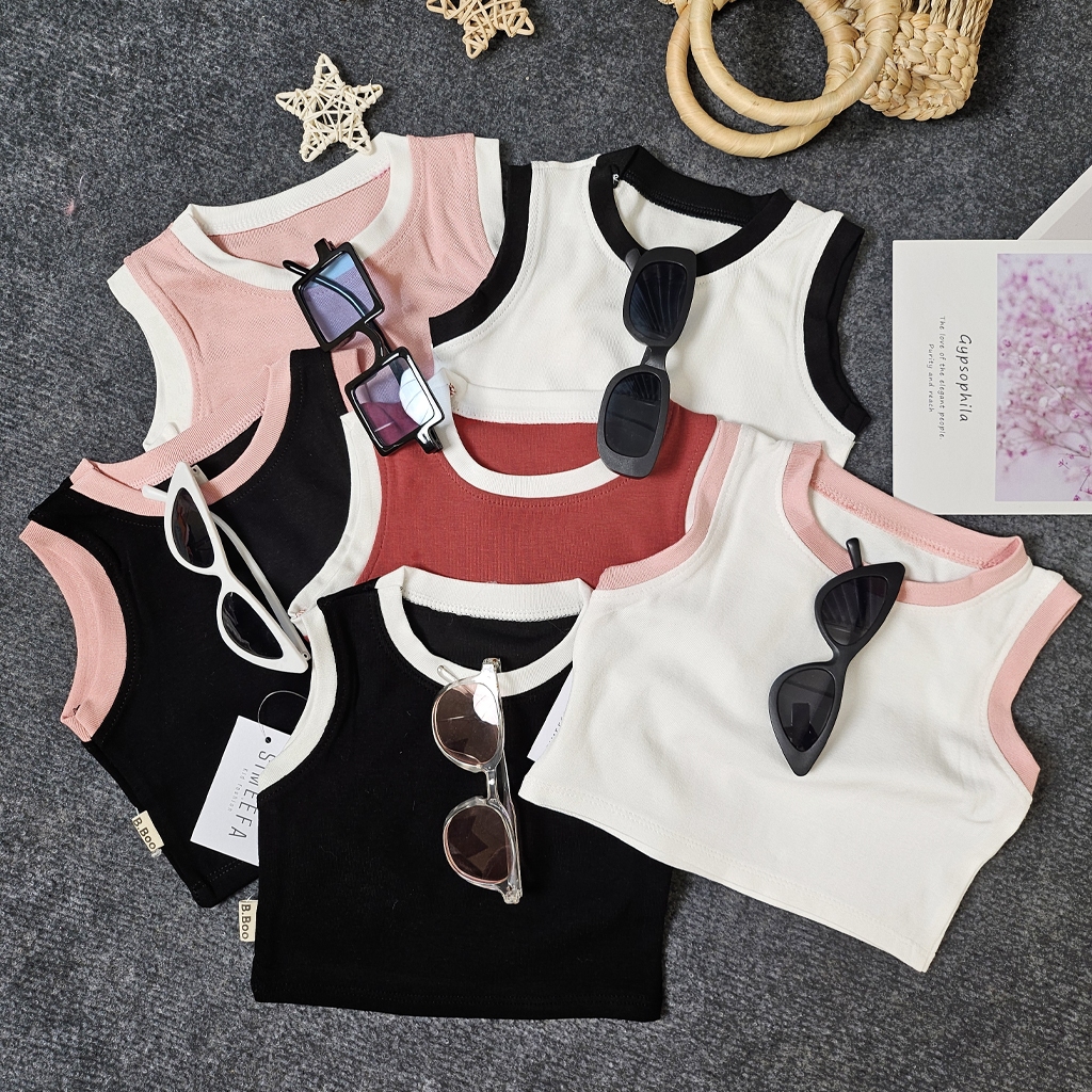 Ảnh Áo Croptop Sát Nách Lé Màu Cho Bé Gái Cực Sành Điệu Babyboo - Pibo-CRSN01 2