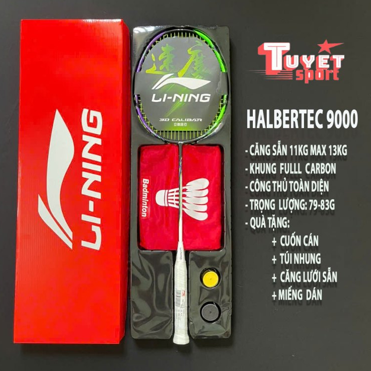 Vợt Cầu Lông Lining Halbertec 9000 bản full hộp tặng kèm cuốn túi vợt ...
