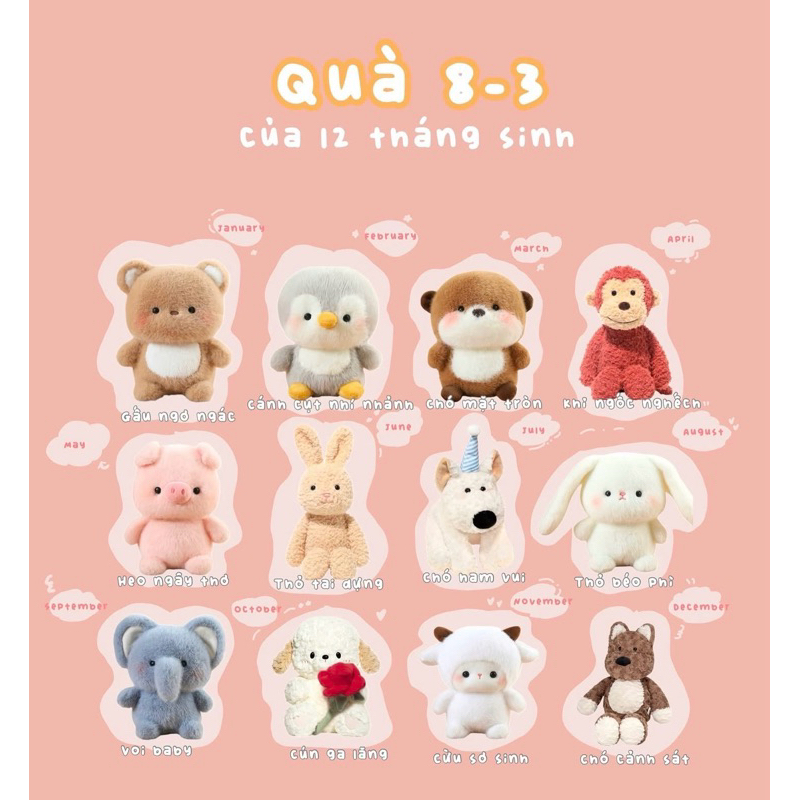 Gấu Thú Bông Tổng Hợp Puppy Chó Con Cún Lông Xù Siêu Mềm Mịn Siêu Dễ Thương