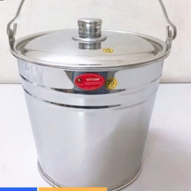 [Chính Hãng] Xô inox 304 size 18, 20, 25, 27, 30 có nắp, Xô inox 304 ...