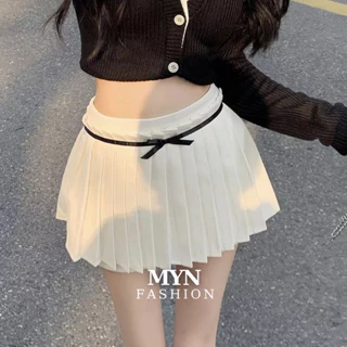 Chân váy nữ xếp ly dáng chữ A phối nơ eo,Chân váy xếp ly  kiểu dáng tennis váy hai lớp phong cách tiểu thư hàn quốc M820