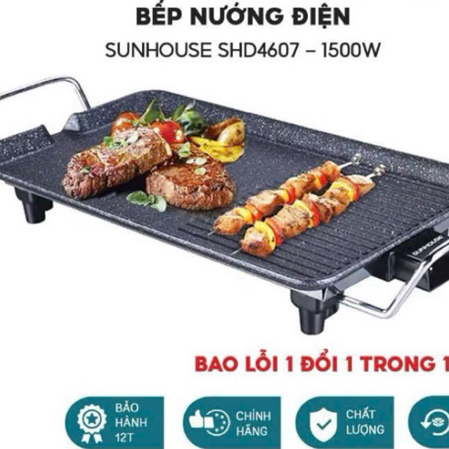 Bếp nướng điện không khói Sunhouse shd4607 công suất 1500w Hàng chính hãng( bao lỗi đổi)