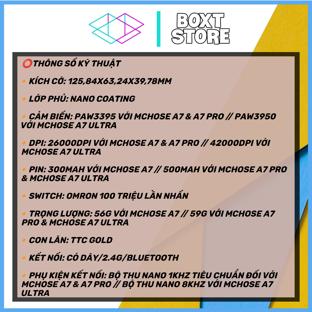 Chuột Gaming Mchose A7 Pro Ultra - BOXT STORE | BigBuy360 - bigbuy360.vn