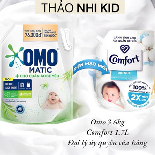 [Hỏa tốc - MÃ LIVE/VIDEO 300K] Nước Giặt OMO Matic Cho Quần Áo Bé - Túi 3.6KG, nước xả comfort cho bé 1.7- Thảo Nhi Kids