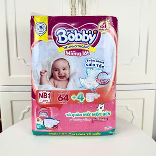 Miếng lót sơ sinh Bobby Newborn 1-108 miếng (tặng thêm 6 miếng tã quần) giành cho mẹ dùng thay băng vệ sinh, lót huggies