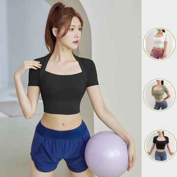 [Có Đệm Nâng Ngực] Áo croptop nữ tay ngắn tập GYM YOGA, áo tập gym nữ kiểu ôm body, Áo thun nữ CROP16