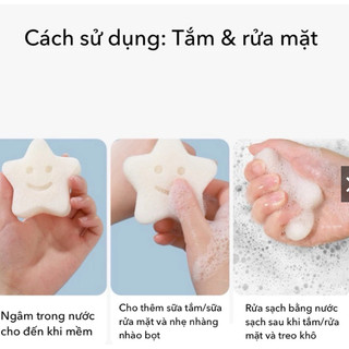 Bông tắm bọt biển Konjac cho bé sơ sinh siêu mềm mại